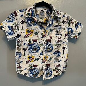 Garanimals White and Blue Button Down Shirt with Playful Print
